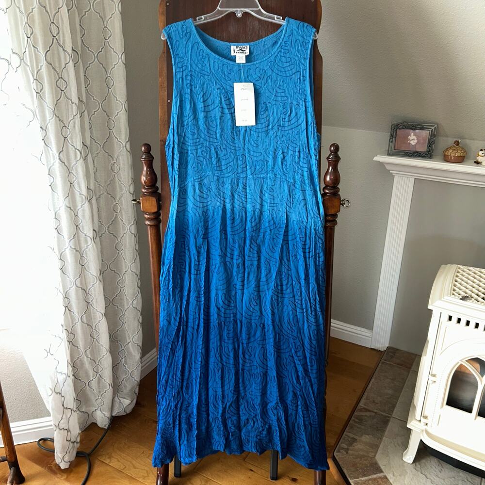 NWT Advance Apparels blue embroidered maxi dress free size fairy cottage peasant